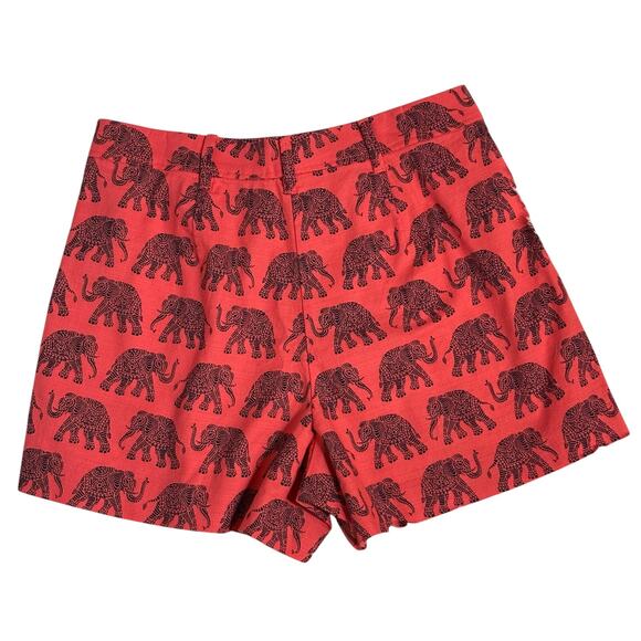 J. Crew Red Elephant Print High Waisted Chino Shorts Sz 10 NWOT - Picture 1 of 9